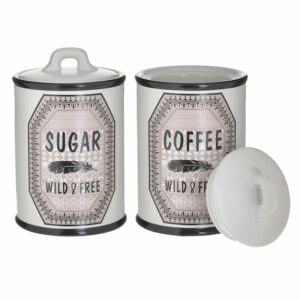 Inart Coffee/Sugar Jar Set Of 2 3-60-931-0191