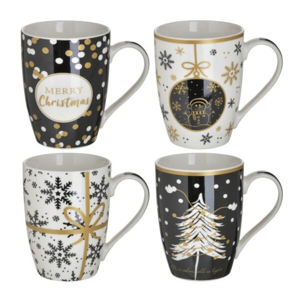 Inart Xmas Mug Set Of 4 2-60-112-0016